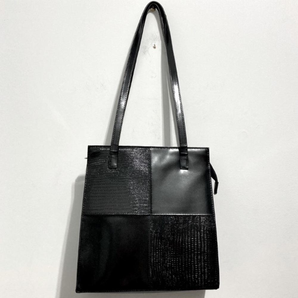 Black Faux Leather Shoulder Bag Purse